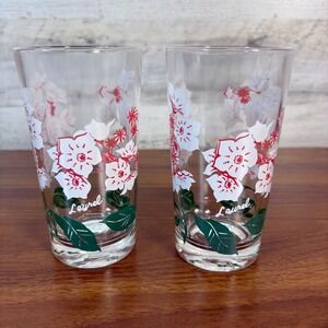 William Scull Company Boscul 1950's Peanut Butter Glasses Laurel Pattern Lot 2